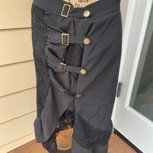 Steampunk Goth Buckle Lace Skirt(L)